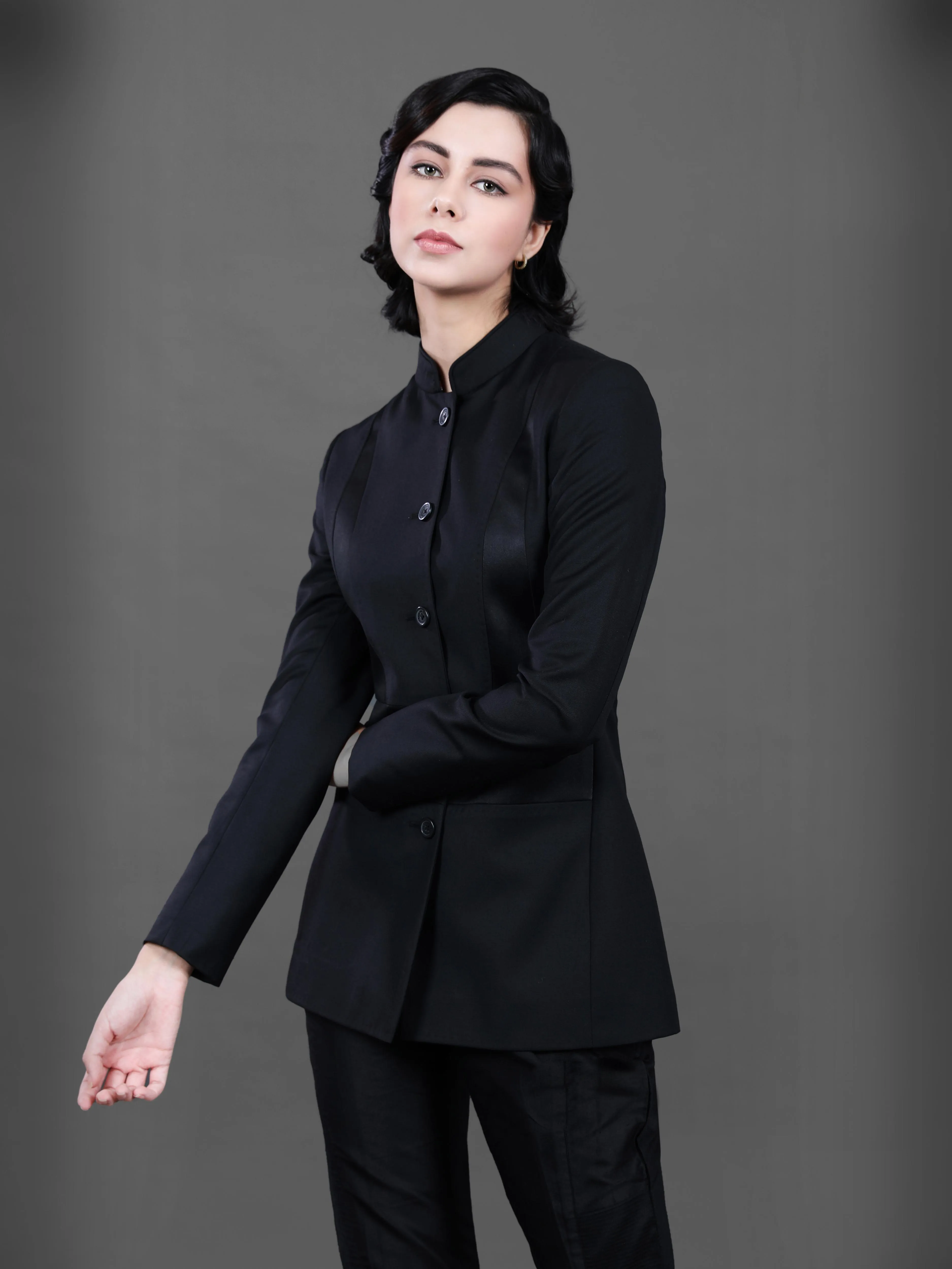 BLACK PANELLED BANDHGALA JACKET