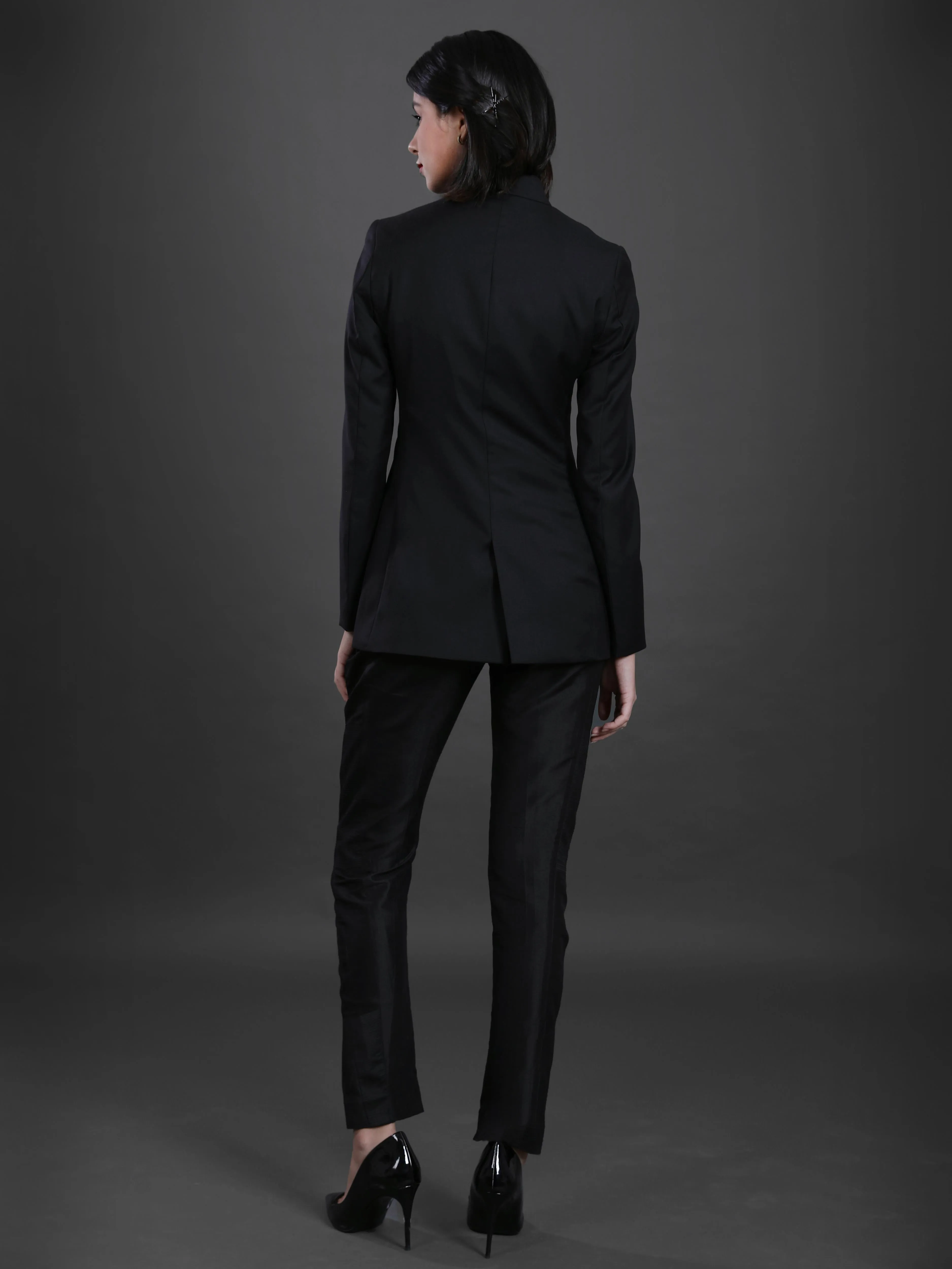 BLACK PANELLED BANDHGALA JACKET