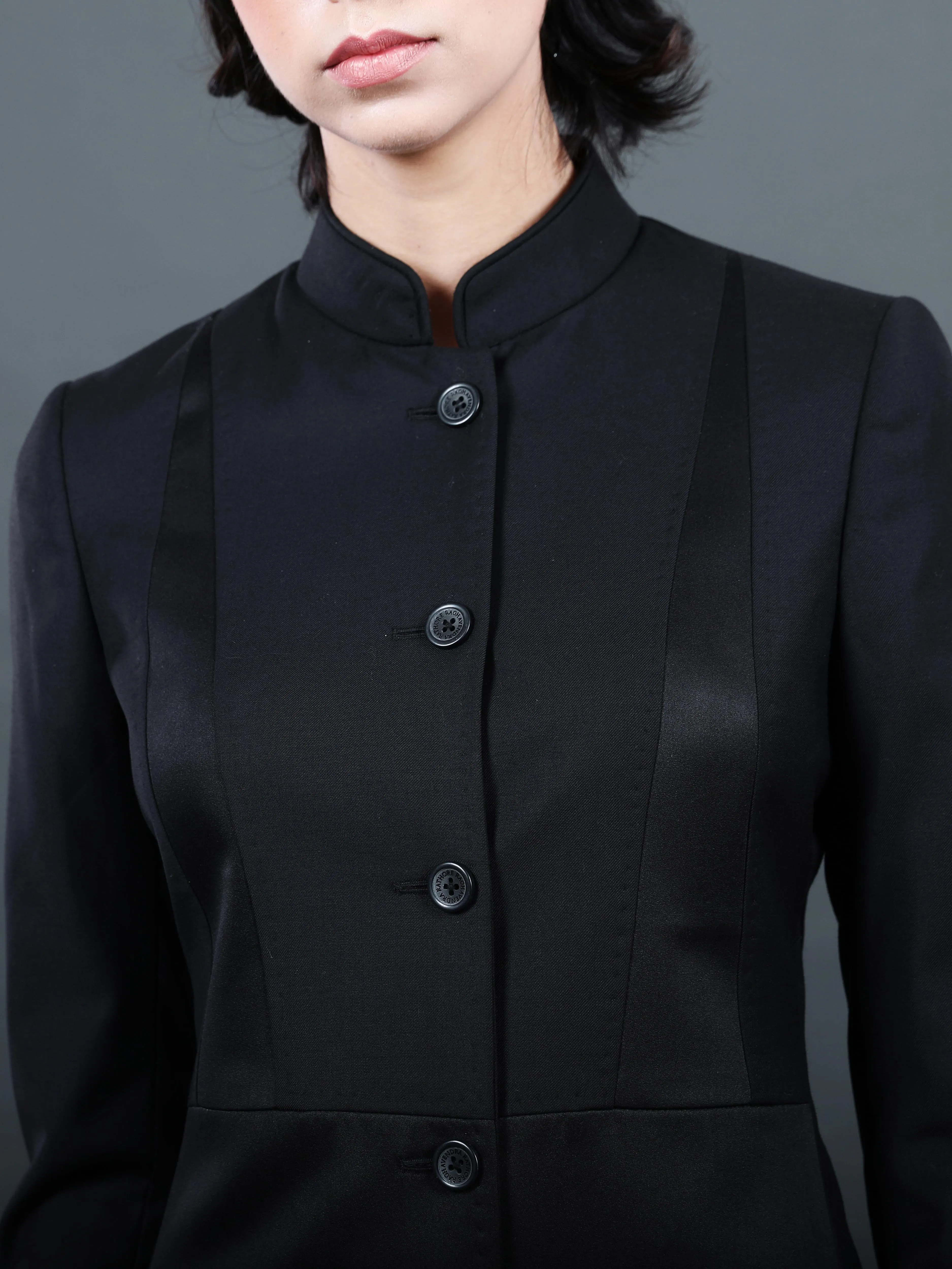 BLACK PANELLED BANDHGALA JACKET