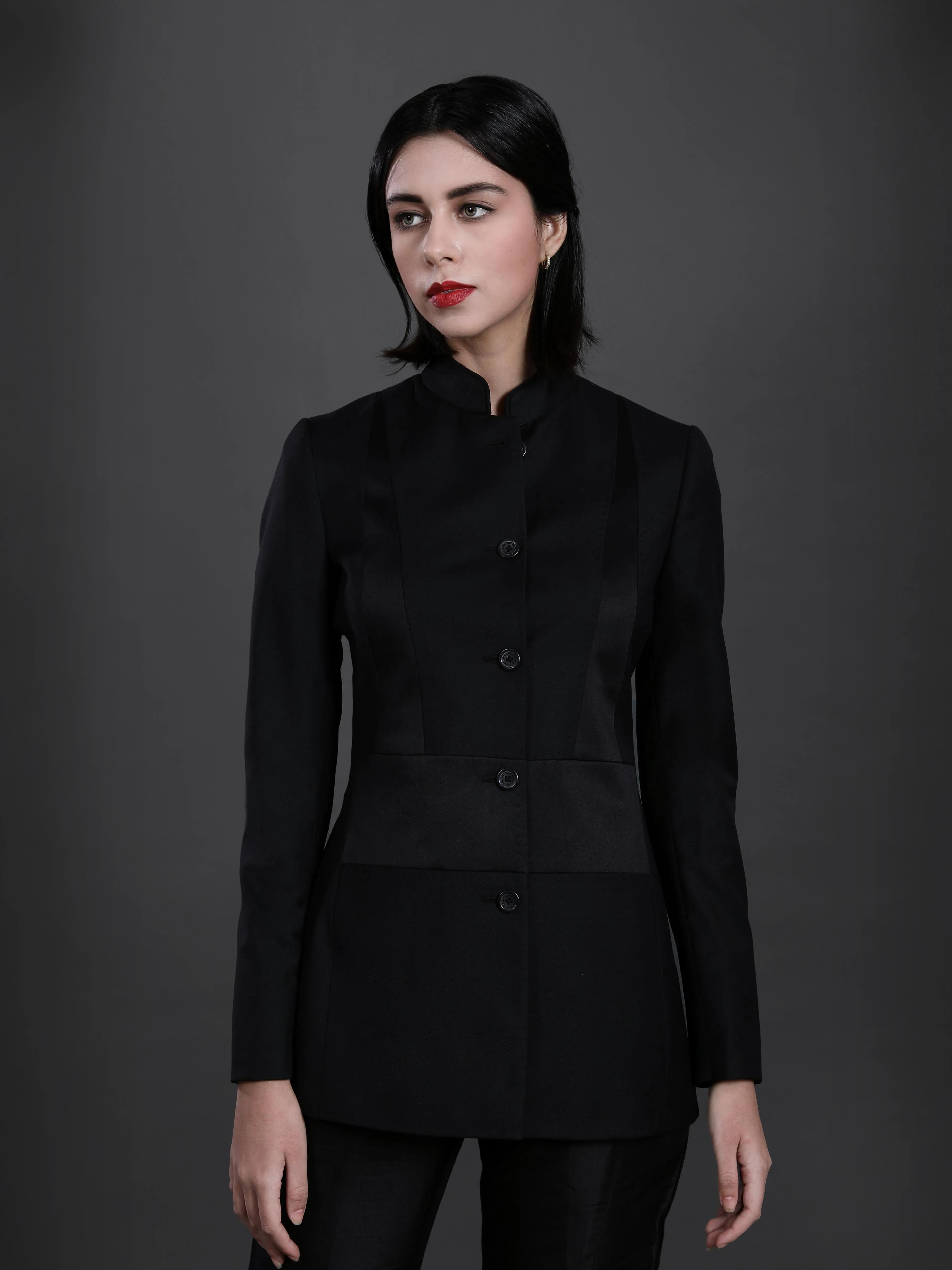 BLACK PANELLED BANDHGALA JACKET