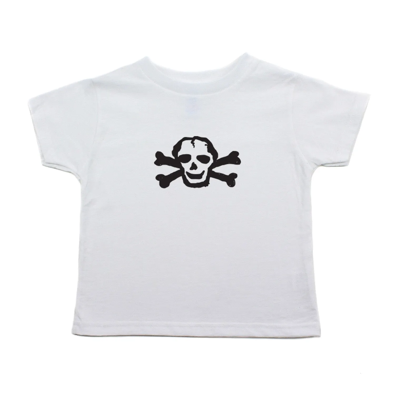 Black Scribble Skull and Bones Baby-Girls Toddler Short Sleeve T-Shirt