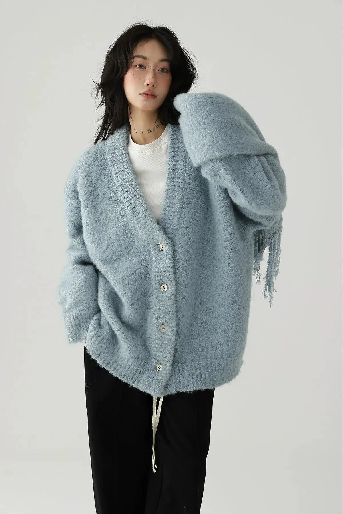 Button Closure Cozy Oversized Cardigan