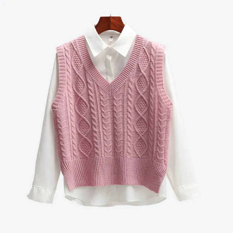 Cable Knit Layered Sweater Vests