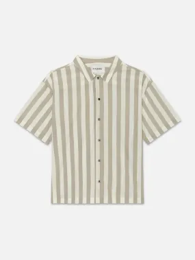 Camp Collar Shirt -- Smoke Beige Stripe