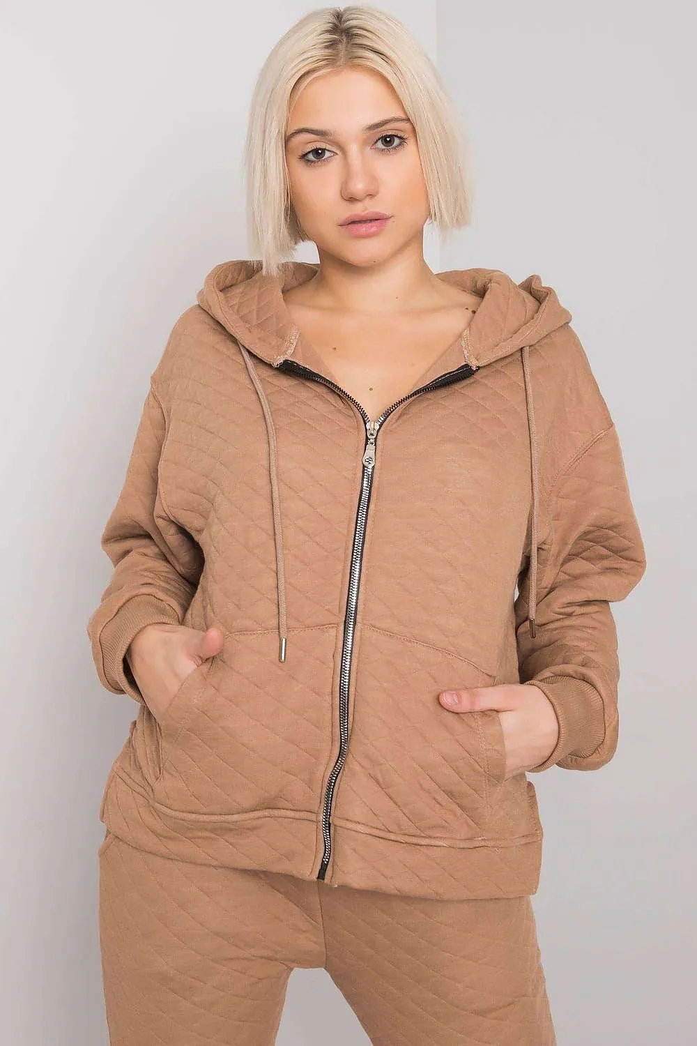 Chic Quilted Ladies' Zip-Up Hoodie