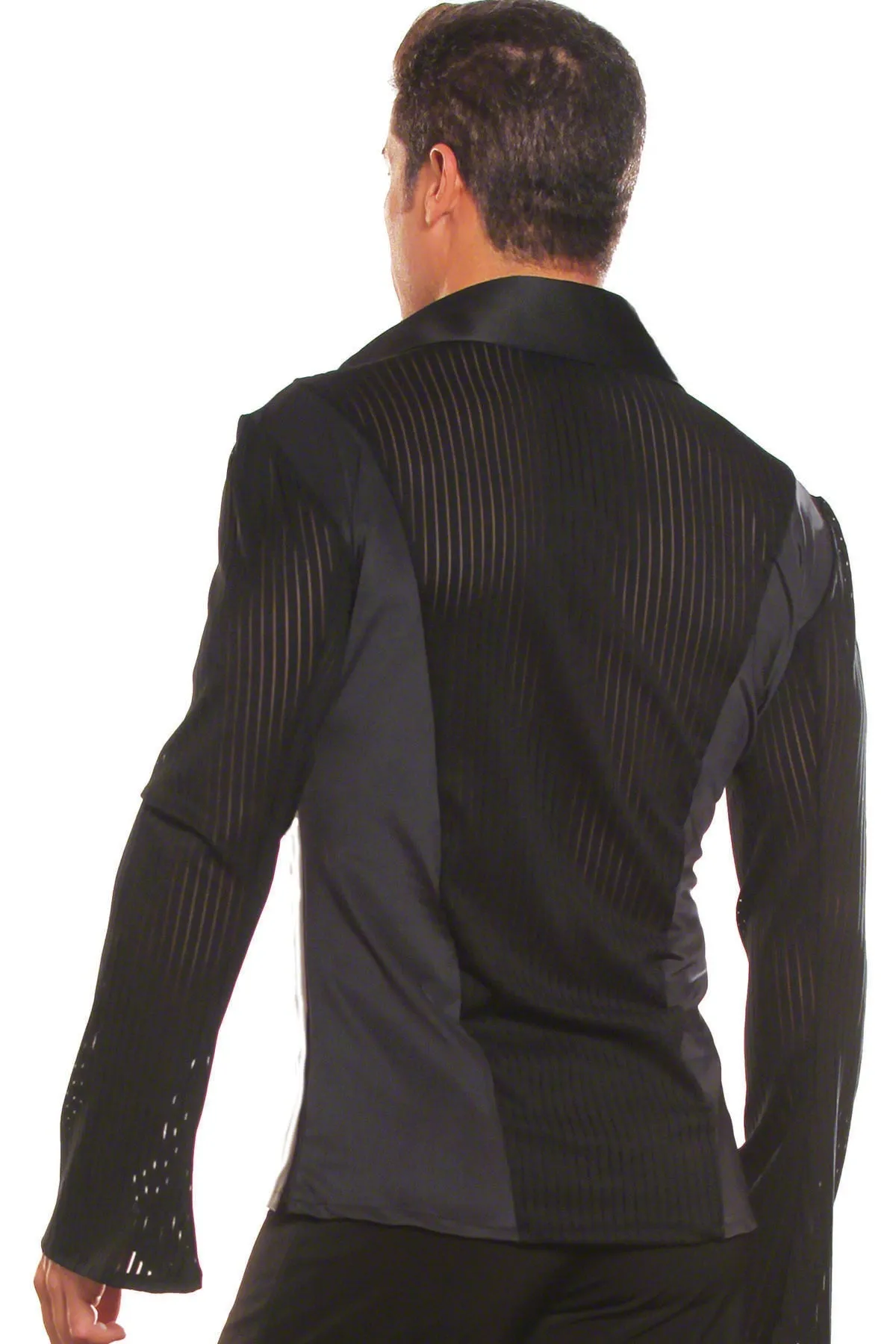 Dance America MS20 Men's Black or White Loose Fit Ballroom Shirt without Trunks in Stock