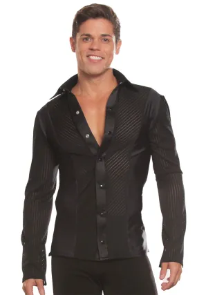 Dance America MS20 Men's Black or White Loose Fit Ballroom Shirt without Trunks in Stock