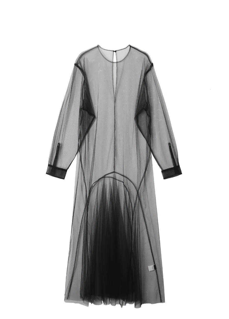 Dress / JNBY Mesh Round Neck Long Sleeve Dress