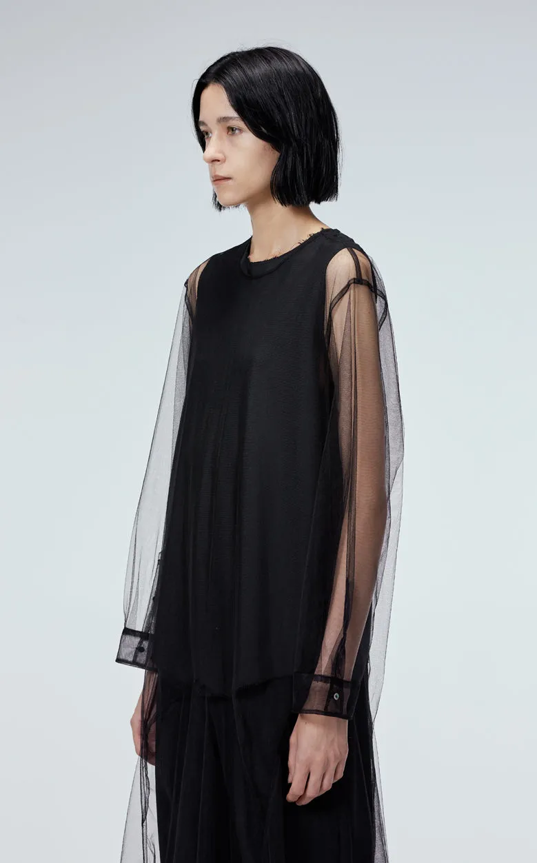 Dress / JNBY Mesh Round Neck Long Sleeve Dress