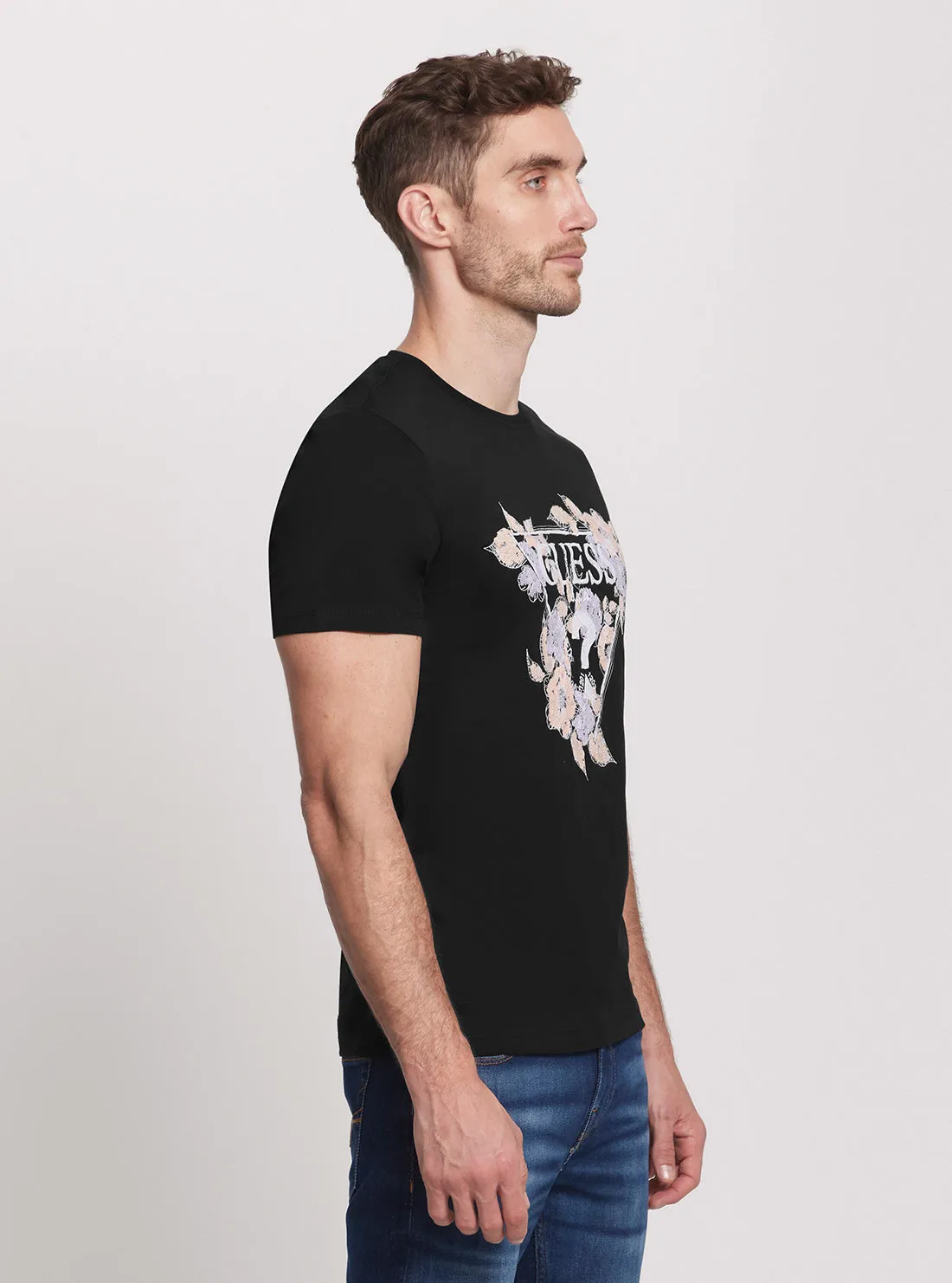 Eco Black Flowers Triangle T-Shirt