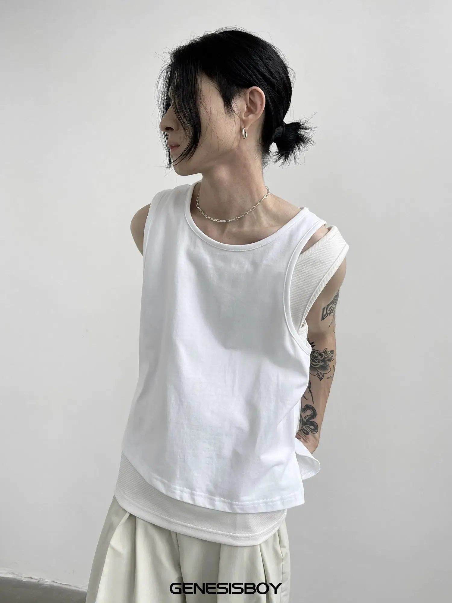 Embroidered Layered Sleeveless Vest