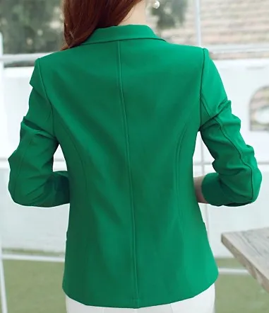 Female One Button Three Quarter Sleeve Formal Blazer