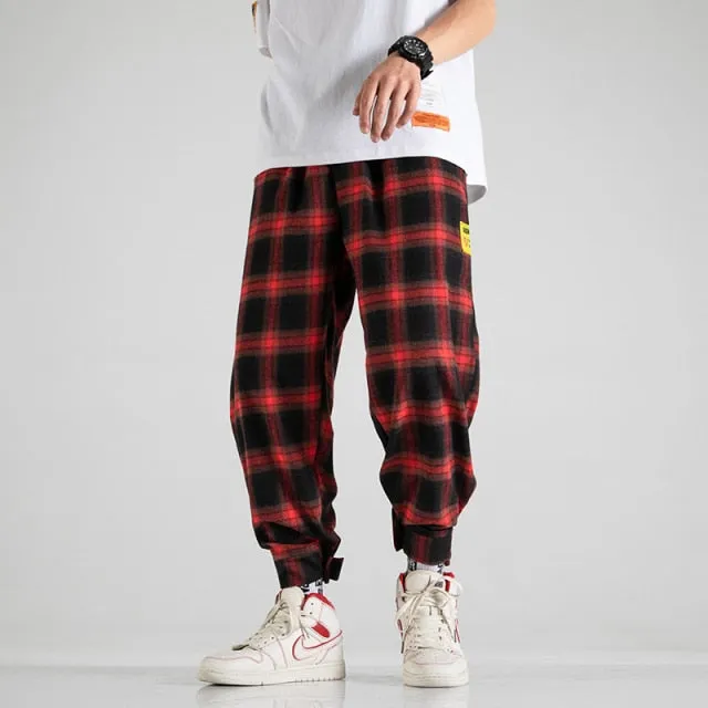 GbolsosTrendy Plaid Streetwear Pants Men's 2021 New Comfortable Pant Summer Loose Comfortable Casual All-match Korean Joggers Trousers