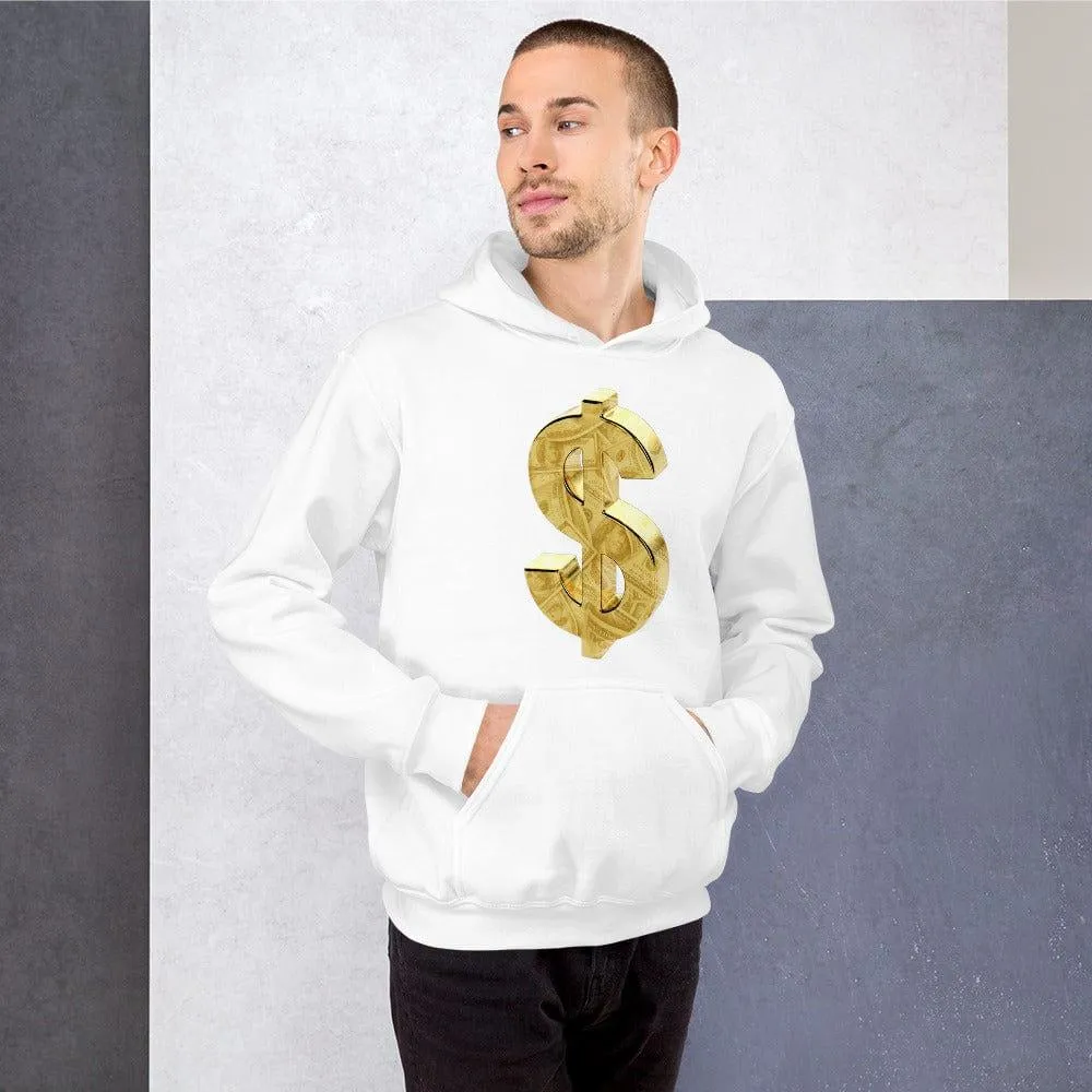 Golden Dollar Sign Hoodie DTG Printed Premium Blended Cotton Pullover