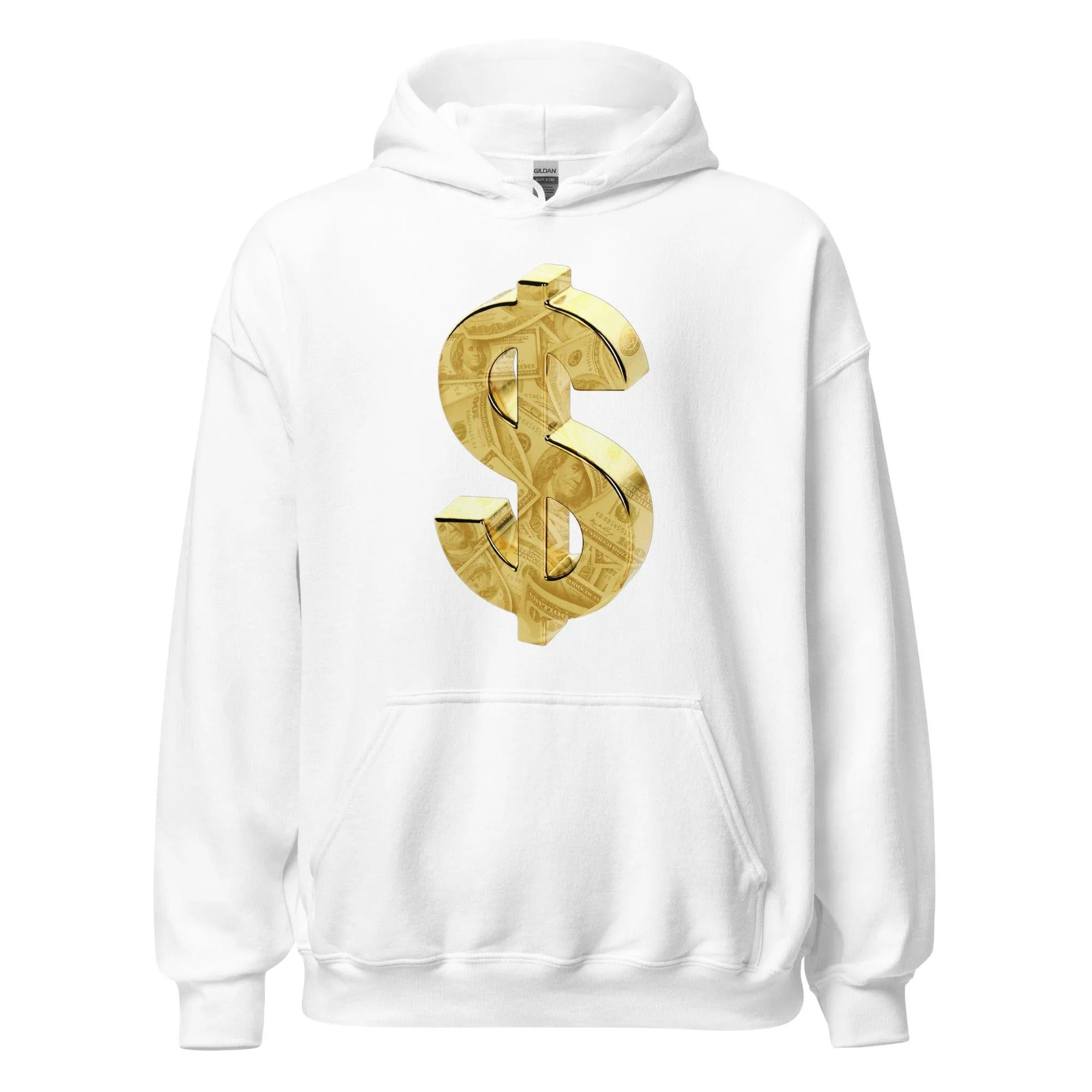 Golden Dollar Sign Hoodie DTG Printed Premium Blended Cotton Pullover