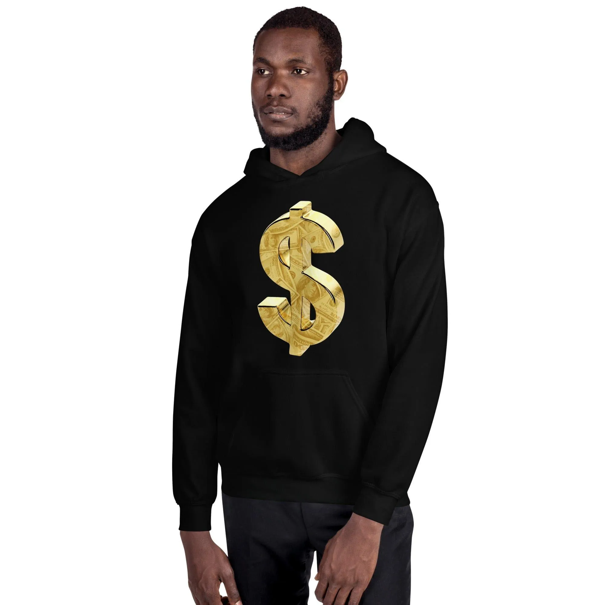 Golden Dollar Sign Hoodie DTG Printed Premium Blended Cotton Pullover