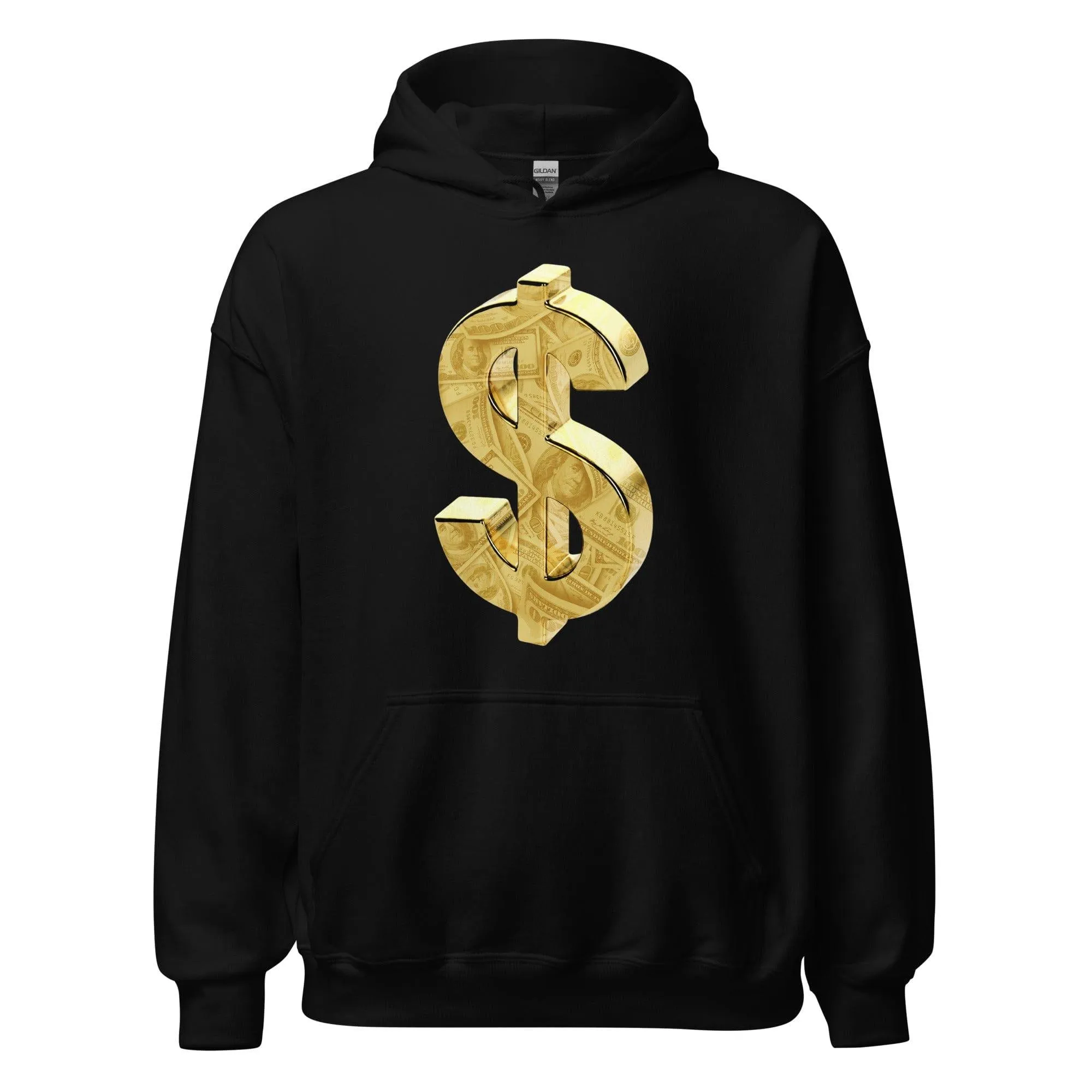 Golden Dollar Sign Hoodie DTG Printed Premium Blended Cotton Pullover