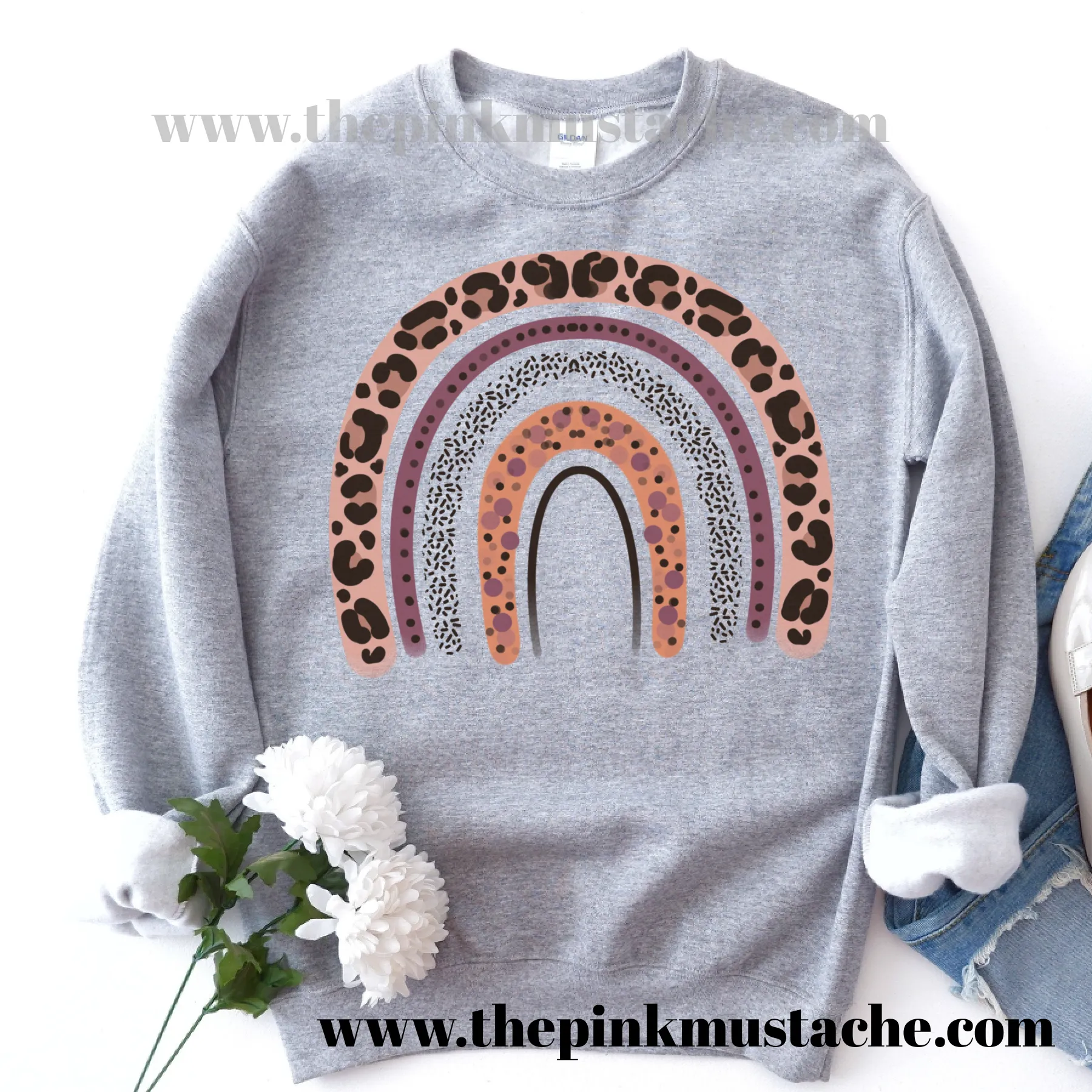 Leopard Rainbow Oversized Sweatshirts/ Unisex sized Sweatshirts/ DTG printed Sweatshirts