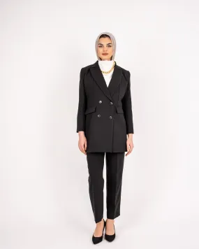 LONG FORMAL BLAZER -BLACK