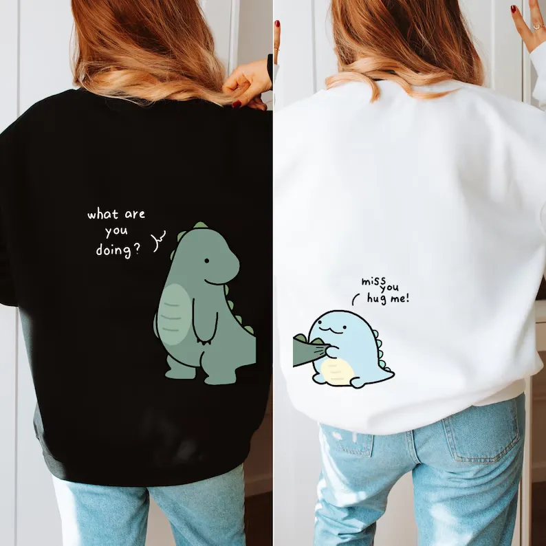 Matching Couple Hoodies - Dinosaur Custom Hoodies for Couples