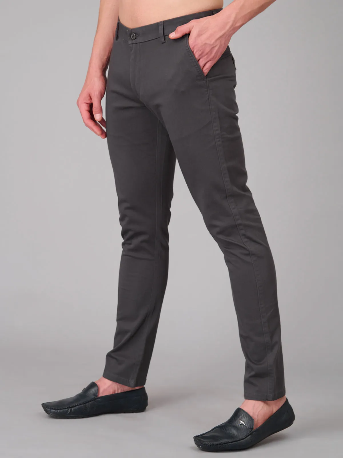 Men Grey Cotton Trouser (GBTMK7651)