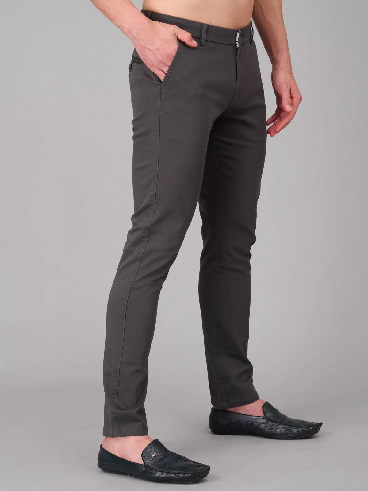 Men Grey Cotton Trouser (GBTMK7651)