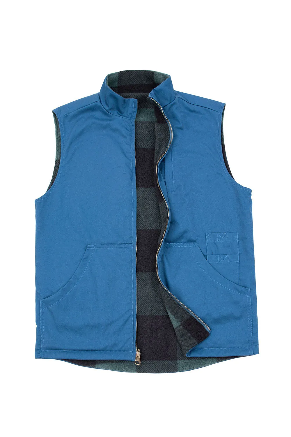 Men's Reversible Vest Plaid Fleece Lined Outdoor Vests