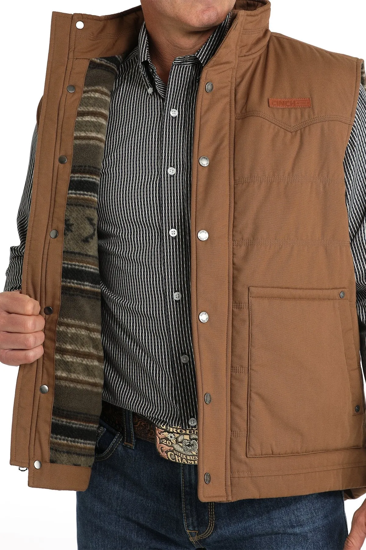 Men's Wax Coated Quilted Vest - Brown - (MWV1902002)