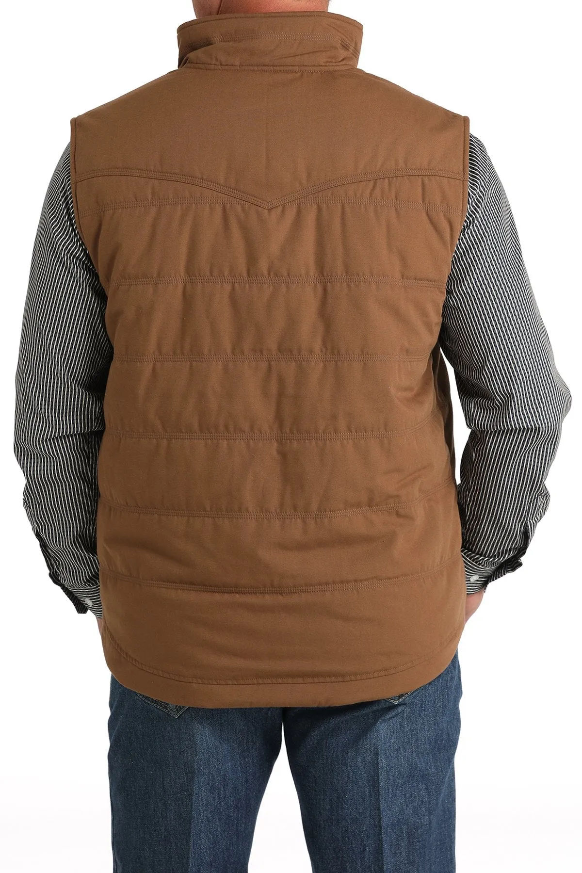 Men's Wax Coated Quilted Vest - Brown - (MWV1902002)