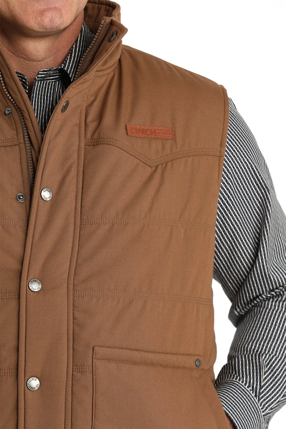 Men's Wax Coated Quilted Vest - Brown - (MWV1902002)