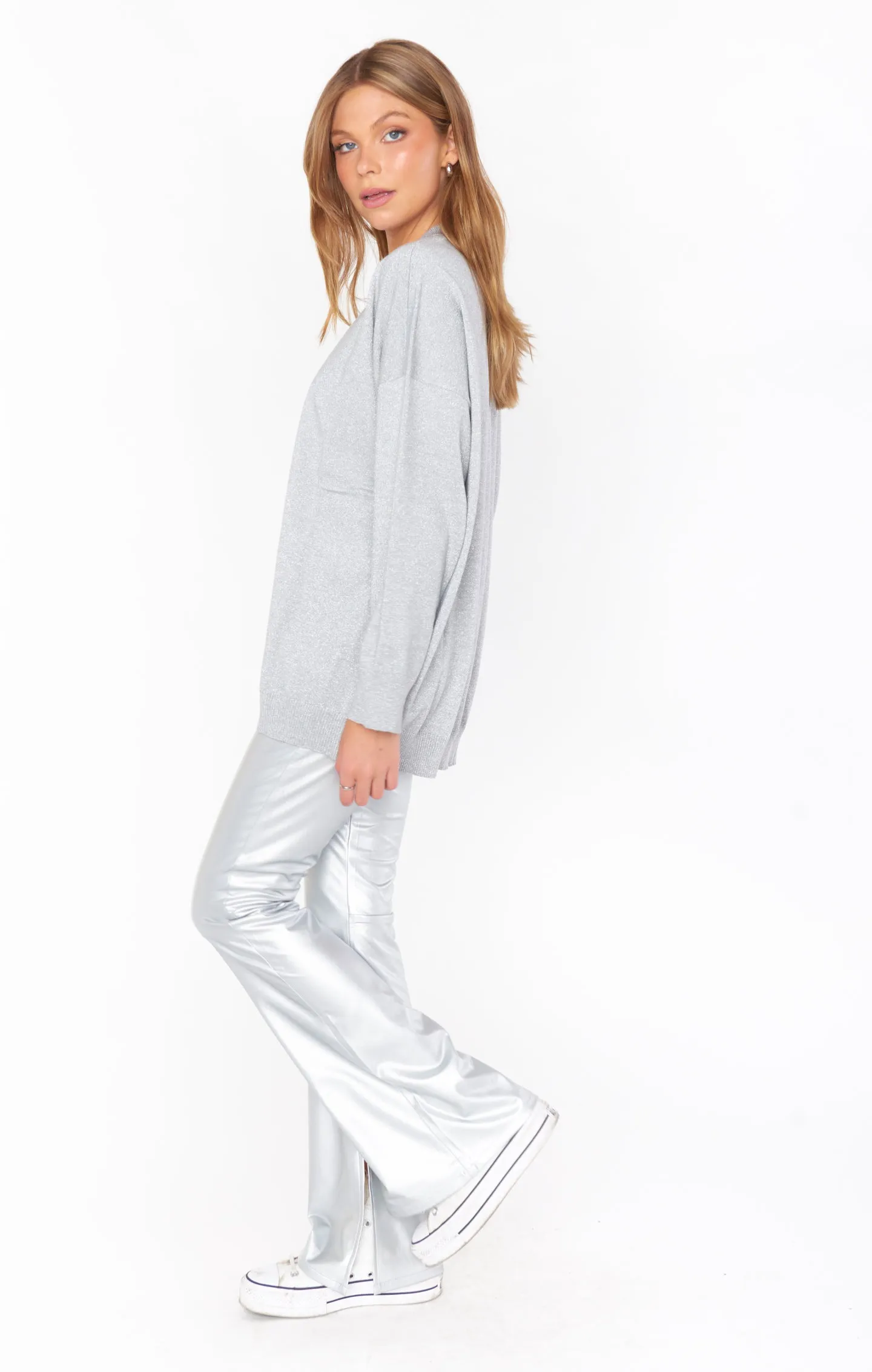 Nashville Pull On Flare ~ Silver Faux Leather