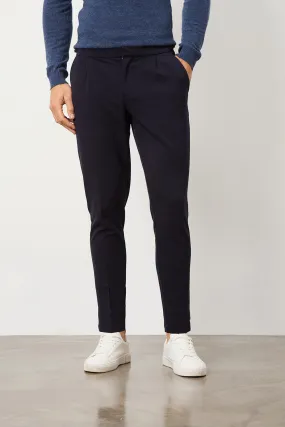 Pleat Side Adjuster Trousers in Navy