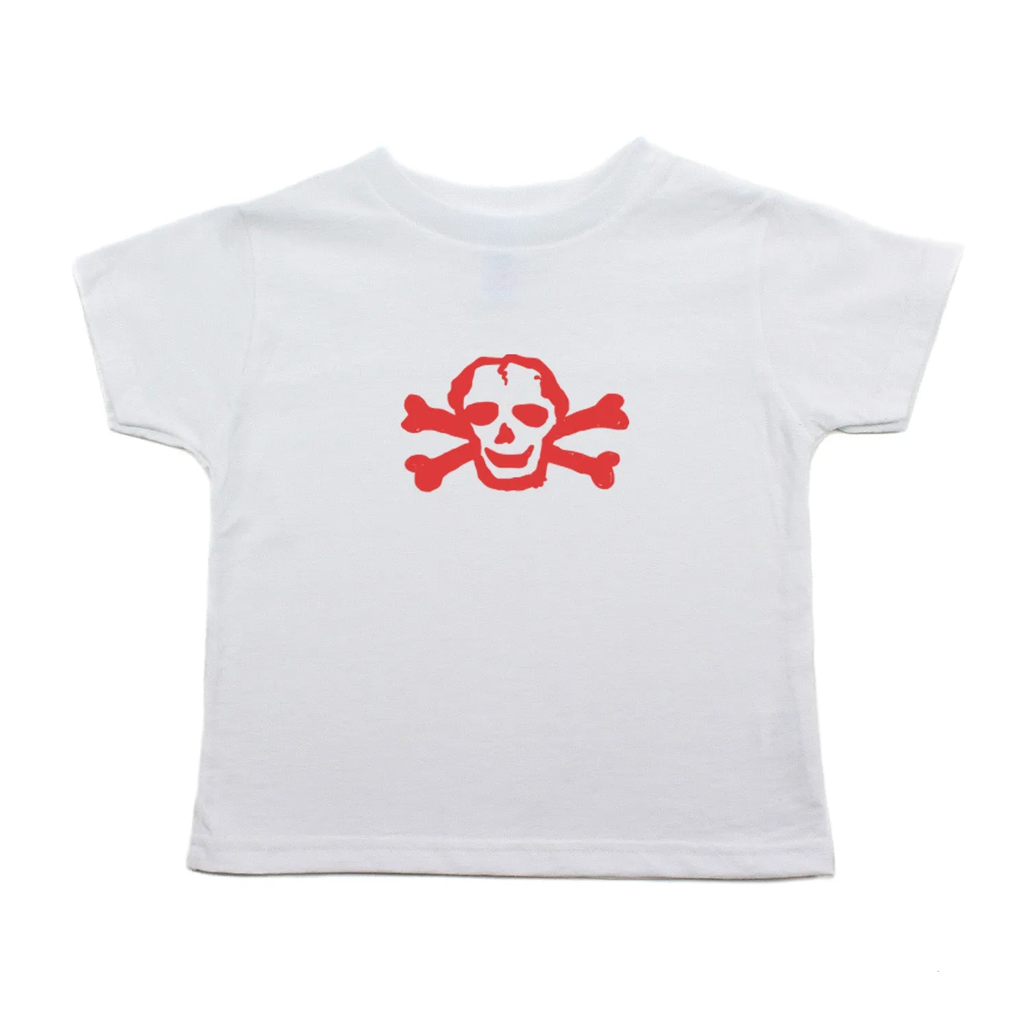 Red Scribble Skull and Bones Baby-Girls Toddler Short Sleeve T-Shirt