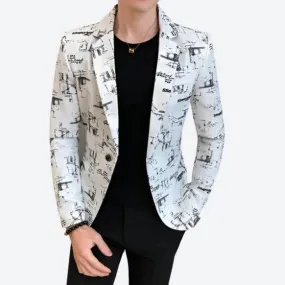 Trendy Abstract Print Slim Fit Blazers