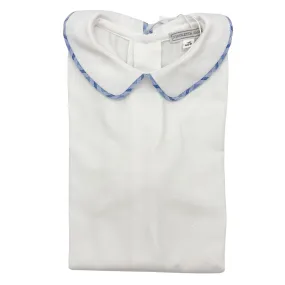 White Cotton Body with Check Trimmed Collar - Harry