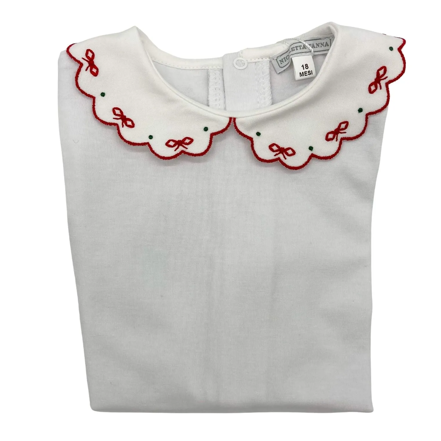 White Cotton Body with Embroidered Collar - Riley