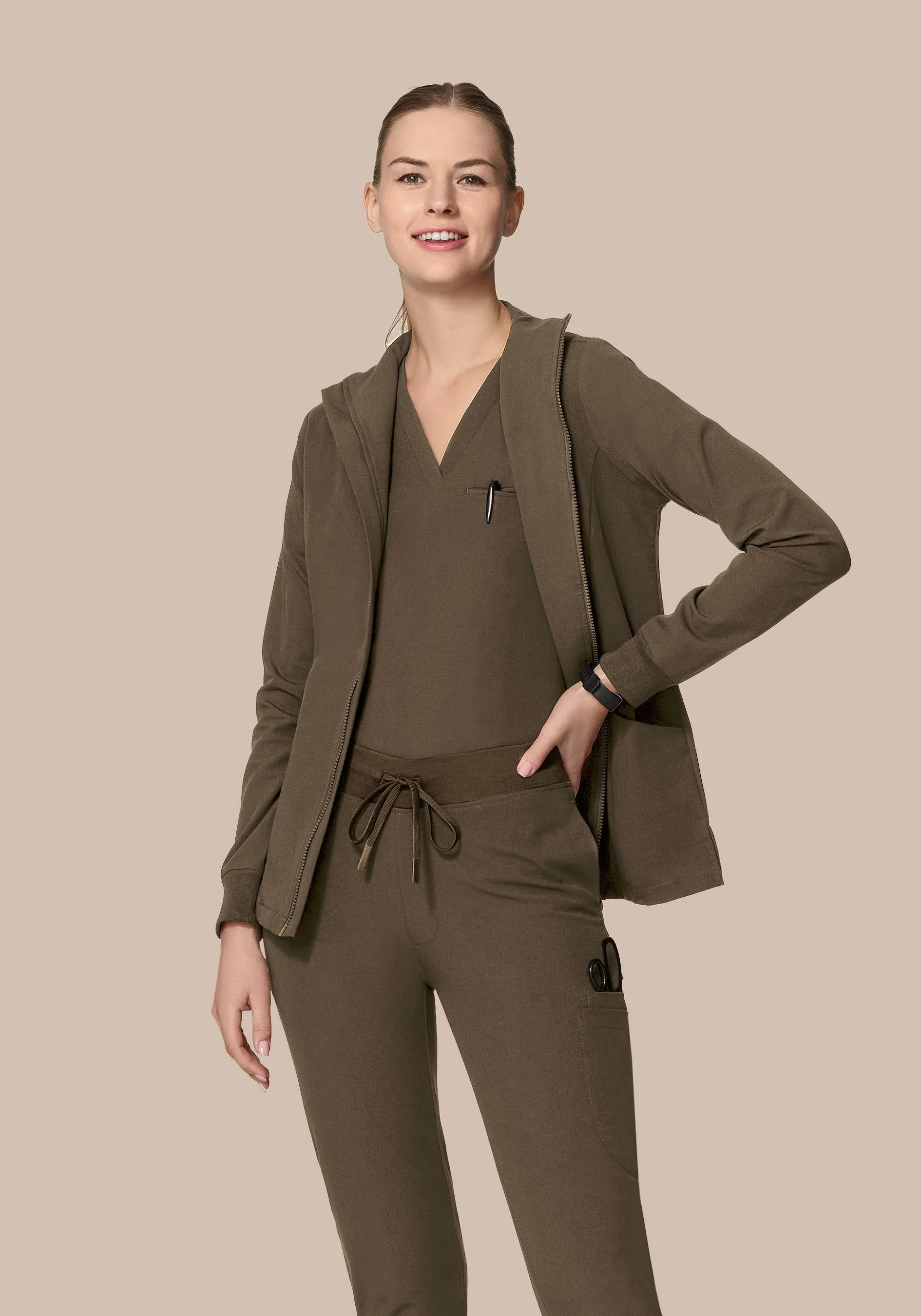 Women's Modern Scrub Jacket Truffle